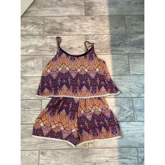 Liberty Love Small Aztec Romper Sleeveless Cami Summer Festival - Picture 2 of 8